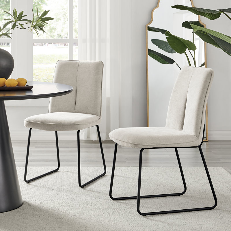 Chaises de salle à manger rembourrées Devunte Luxury, Crème