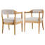 Structure en bois avec chaises rembourrées avec accoudoirs (ensemble de 2), naturel et beige