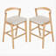 Tabouret de bar d'intérieur en bois d'hévéa, finition naturelle et revêtement beige, ensemble de 2-667031255