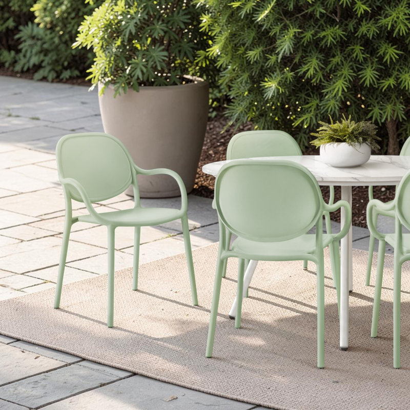 Ensemble de 4 chaises de salle à manger d'extérieur Modern, Green