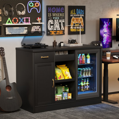 Snack Bar Cabinet with Mini Fridge Space and USB Outlet, Sideboard Storage Cabinet
