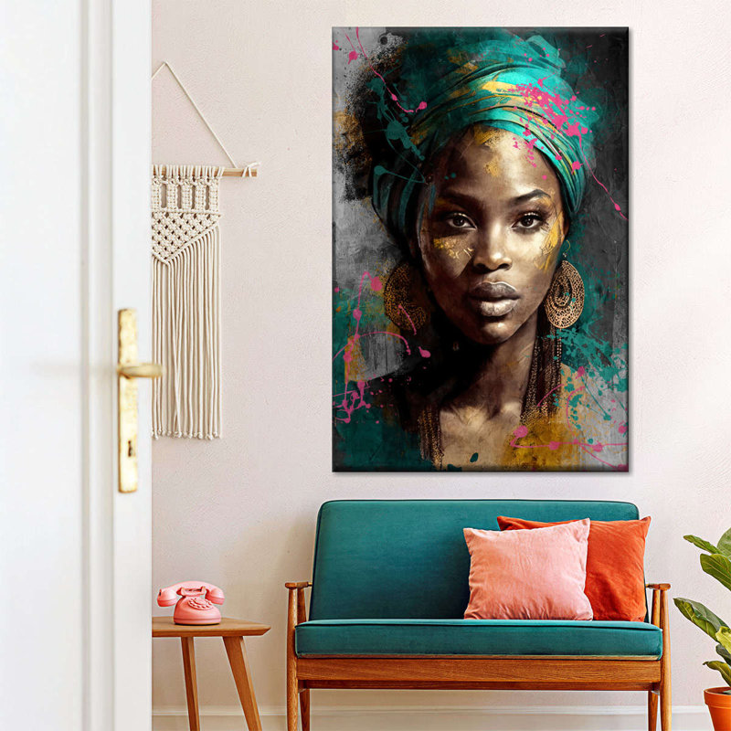 La grâce africaine sur toile, H 48 po x l 32 po x P 1,25 po