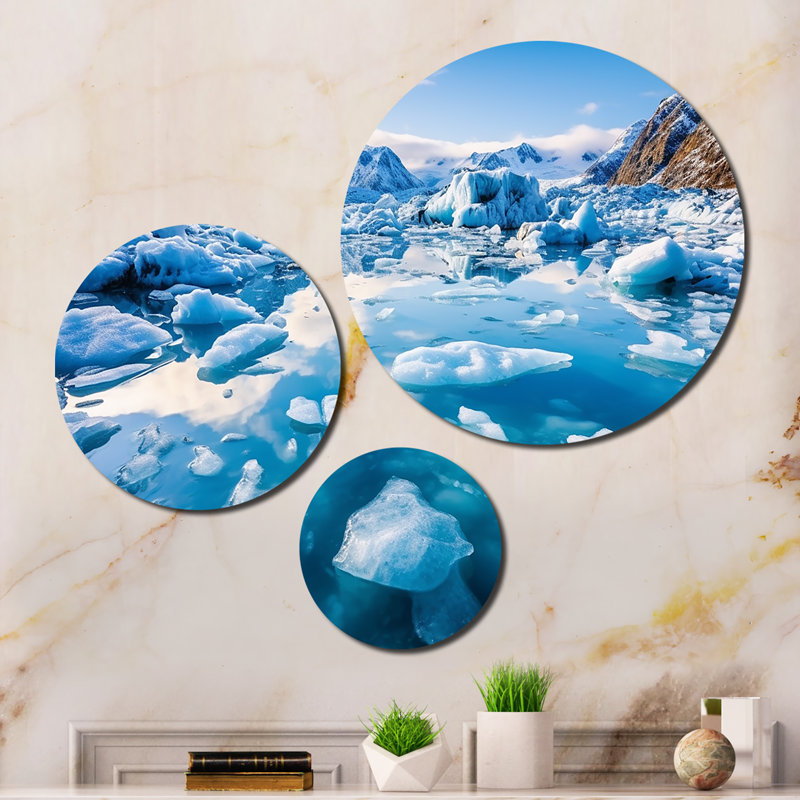 Ensemble de décorations murales en métal 3 glaciers en Alaska I