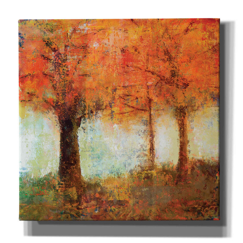 Arbres d'automne - peinture sur toile tendue, H 12 po x l 12 po x P 0,75 po