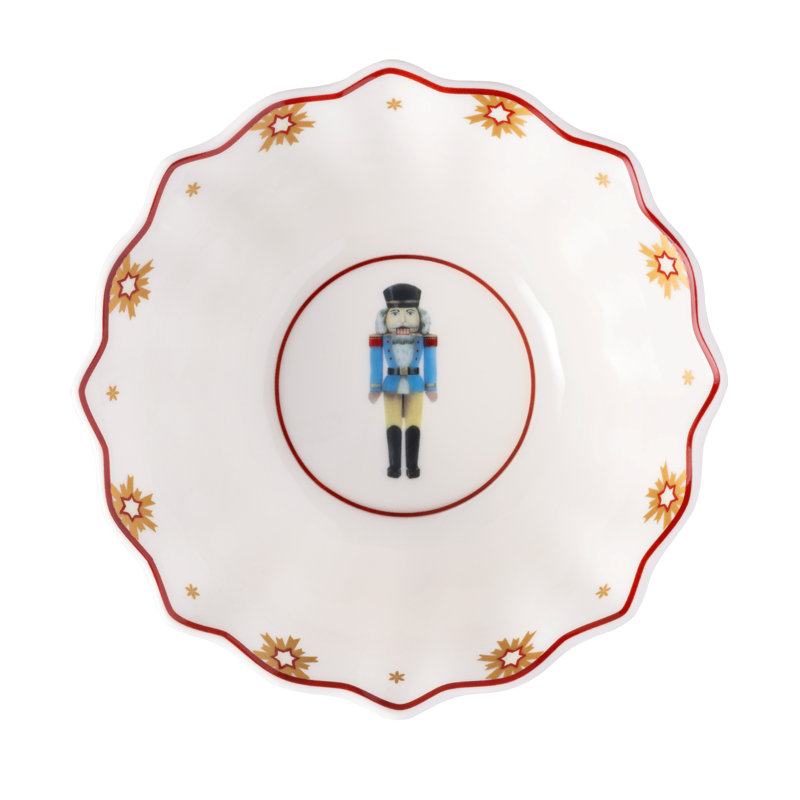 Villeroy & Boch Toy's Delight Christmas Collection Breakfast Set for 2, Nutcracker, Premium Porcelain, 6-piece Set, Plates, Bowls, Mugs