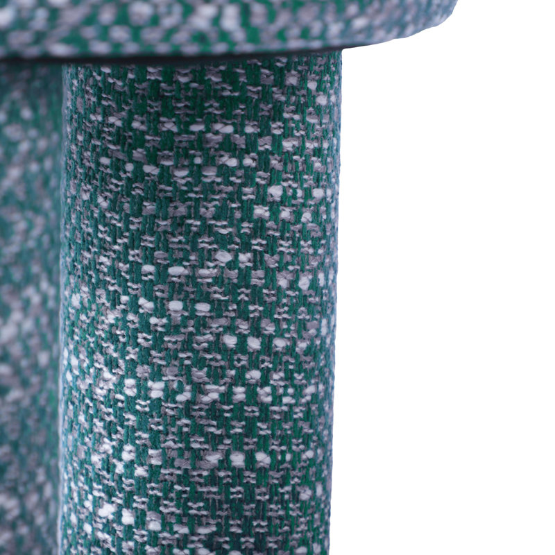 Green Chenille Upholstered Mid-Century Accent Stool