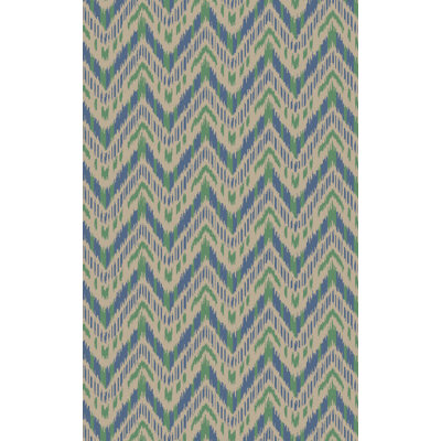 Tapis vert / bleu / beige en laine tissé à la main Crisler