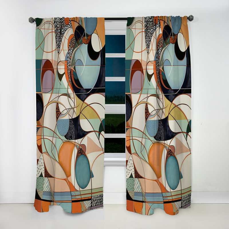 Pastel Colour Boho Artwork II - Abstract Minimalism Room Darkening Abstract Curtain - 1 Panel, L 52 po x L 120 po