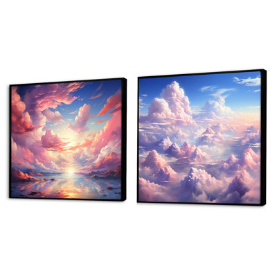 Kawaii Landscape Clouds - Clouds Square Collage Set Of 2