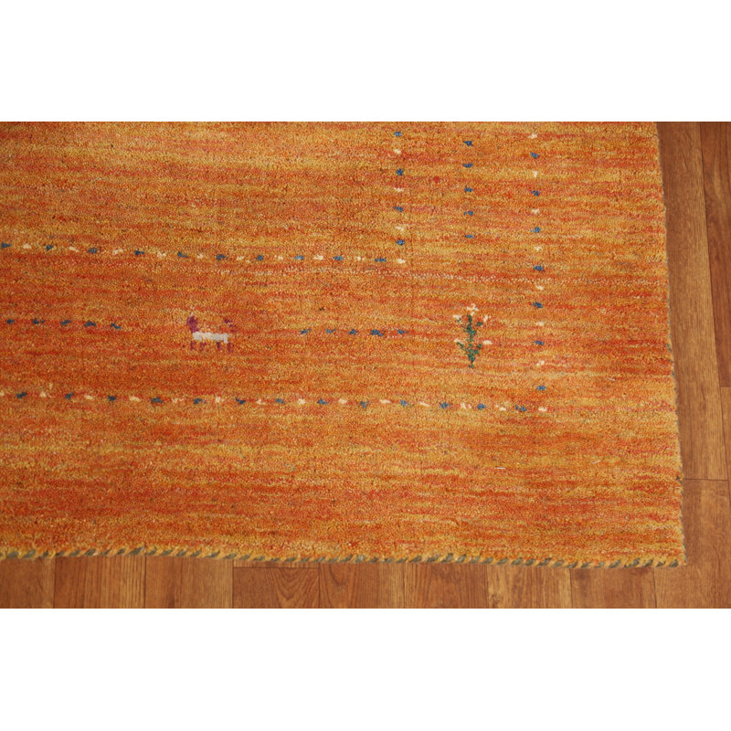 Tribal Orange Gabbeh Indian Area Rug