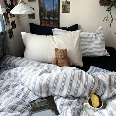 Vintage 3-Piece Cotton Duvet Cover Set With Pillow Shams
