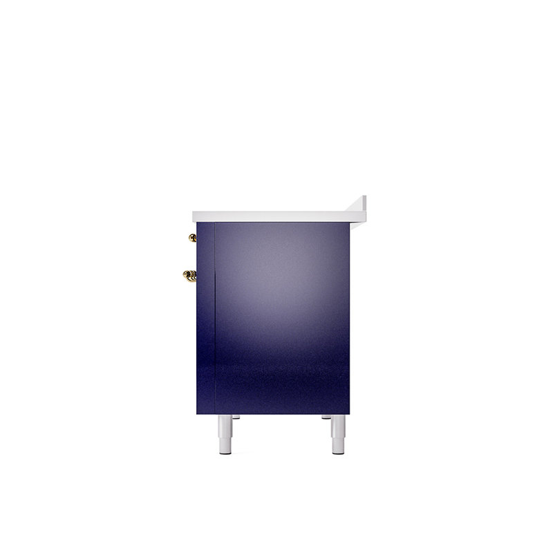 ILVE Nostalgie II Series 48 inch Induction Range with 6 Induction Elements (Glass Door), Midnight Blue/Brass