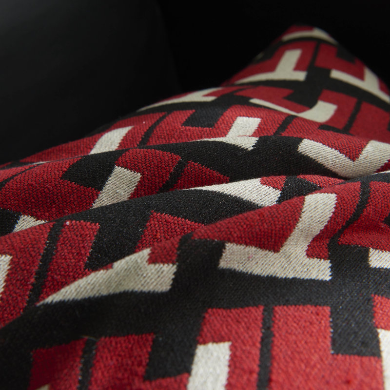 Black Geometric Modern Pillow Cover, Red/Black