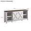 Meuble télé de style ferme de 75 pouces, blanc bicolore X-Barn avec étagères et placards ouverts, montage facile-407710446