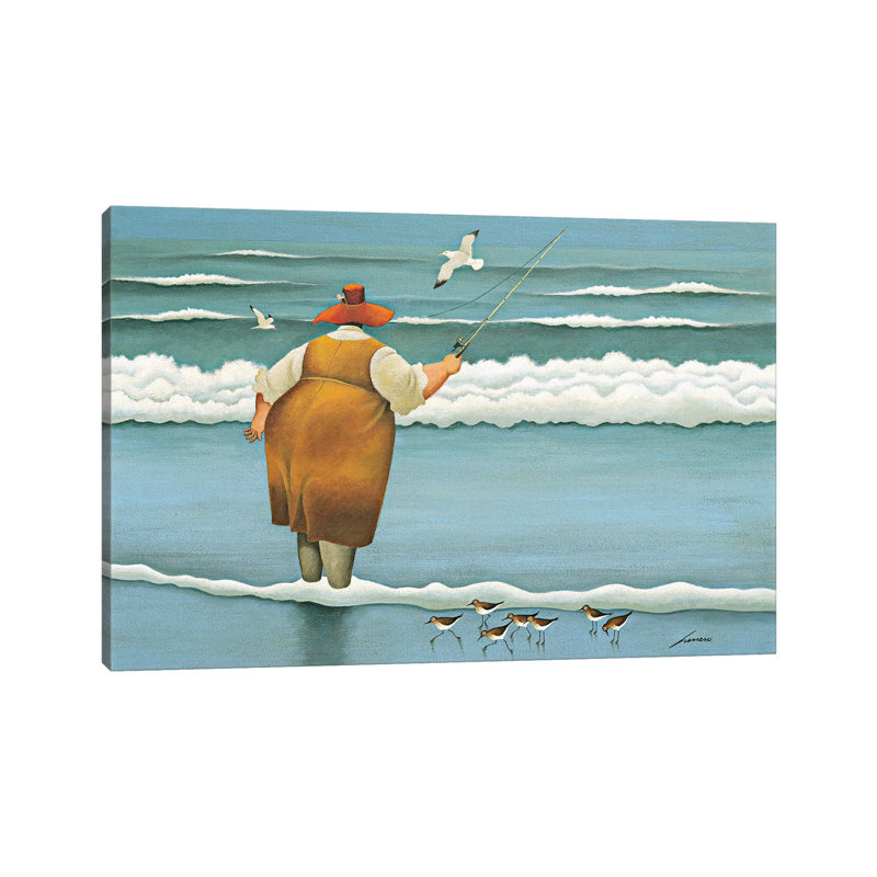Surfside Fishing by Lowell Herrero - Wrapped Canvas Painting, 20.32 cm H x 30.48 cm W