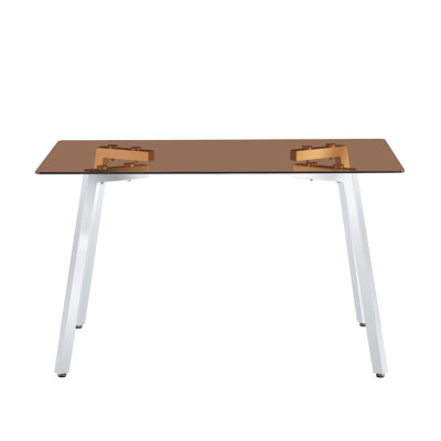 Eglina Glass Top Metal Base Dining Table