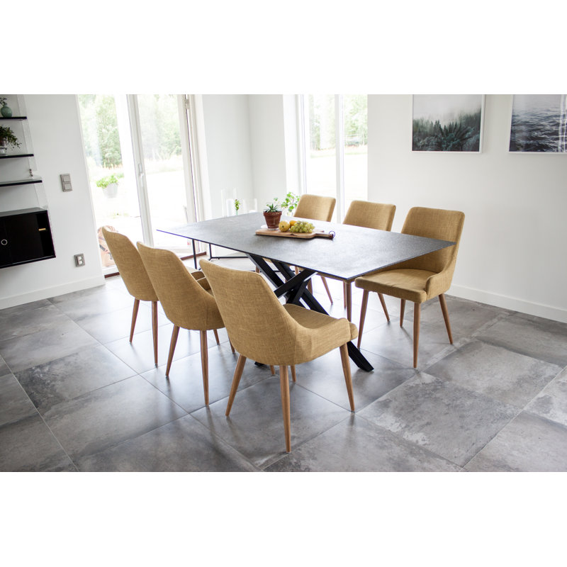 Chelsey 6 - Person Dining Set, Black, Mustard
