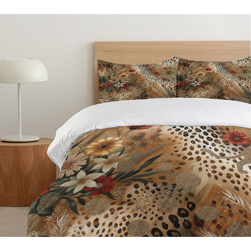 Leopard Print Duvet Cover, Queen Duvet Cover + 2 Standard Shams
