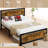 Bed with Headboard and Footboard, Strong Black Metal Platform Bed, No Noise-189385008-191083873