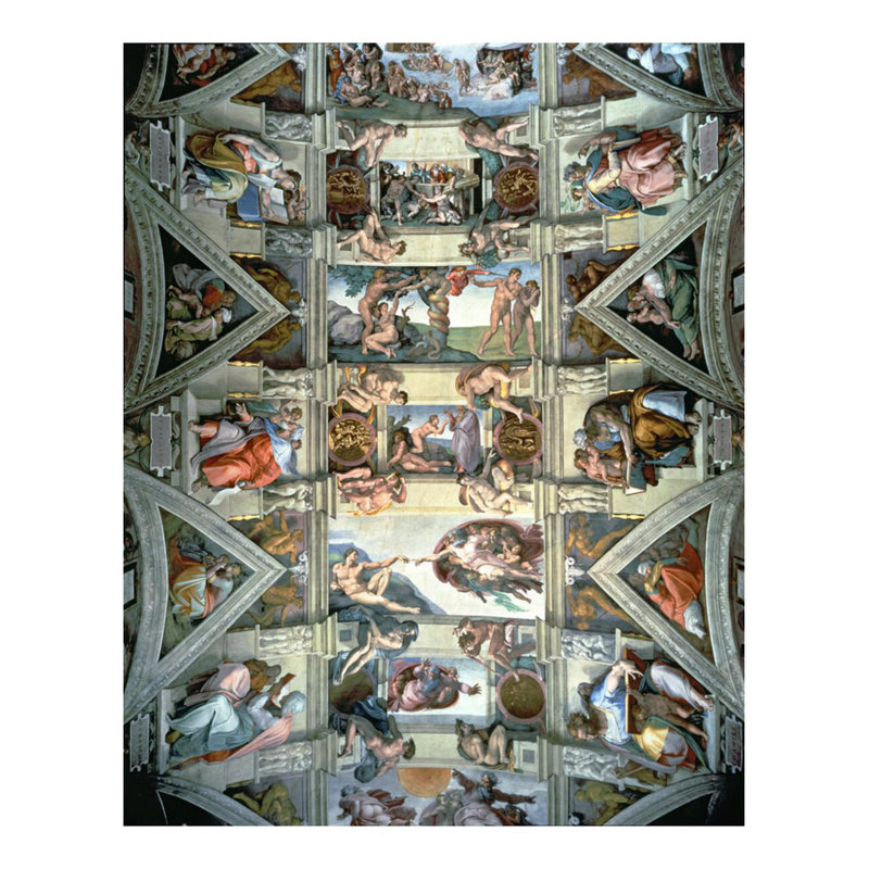 Plafond de la chapelle Sixtine et lunettes par Michelangelo Buonarroti - Estampe numérique, H 28 po x l 22 po