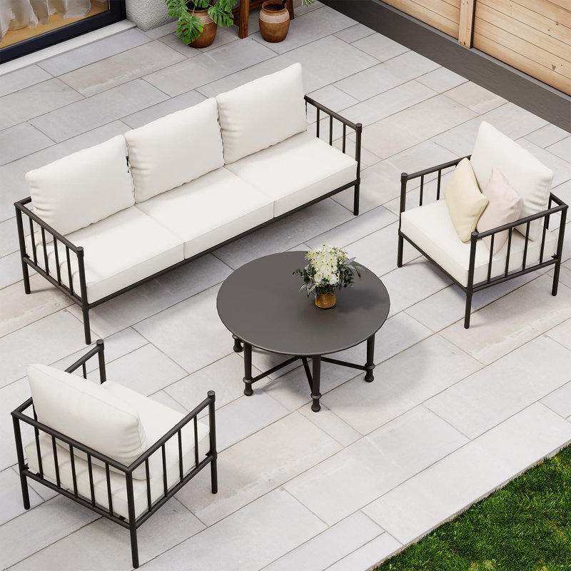 Birch Lane 5-Person Outdoor Conversation Set With Cushions, Modern Seating Group