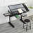 Hand Crank Adjustable Drafting Table Drawing Desk With 2 Metal Drawers WITH STOOL