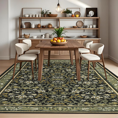 Tapis lavable à motif floral rétro pour le salon
