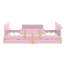 Lit plateforme rose avec rangement et structure en bois massif, rail, tablette pour le confort de la chambre à coucher Mélange esthétique fonctionnel-1994345511-1994345510