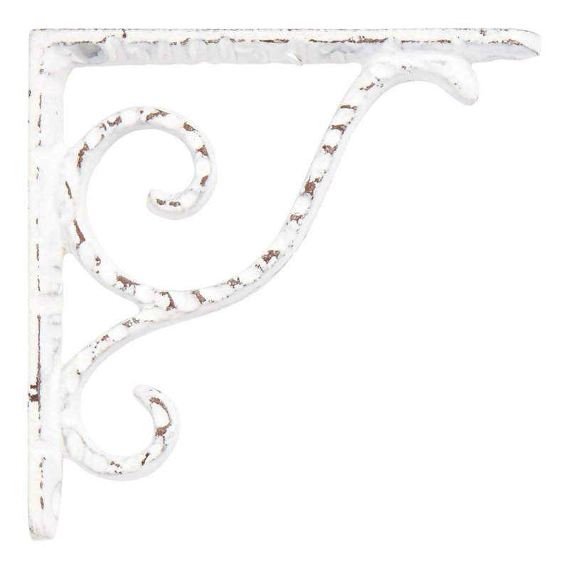 Sprig Cast Iron Shelf Bracket, 4" H x 4" W x 0.63" D, White