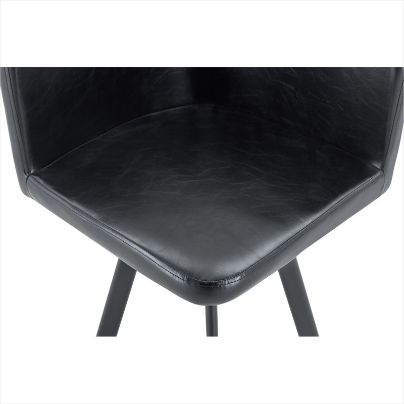 Ensemble de table de salle à manger pour 8 personnes avec plateau en grain de bois imitation marbre et 8 chaises en similicuir noir de jais, style de cuisine moderne