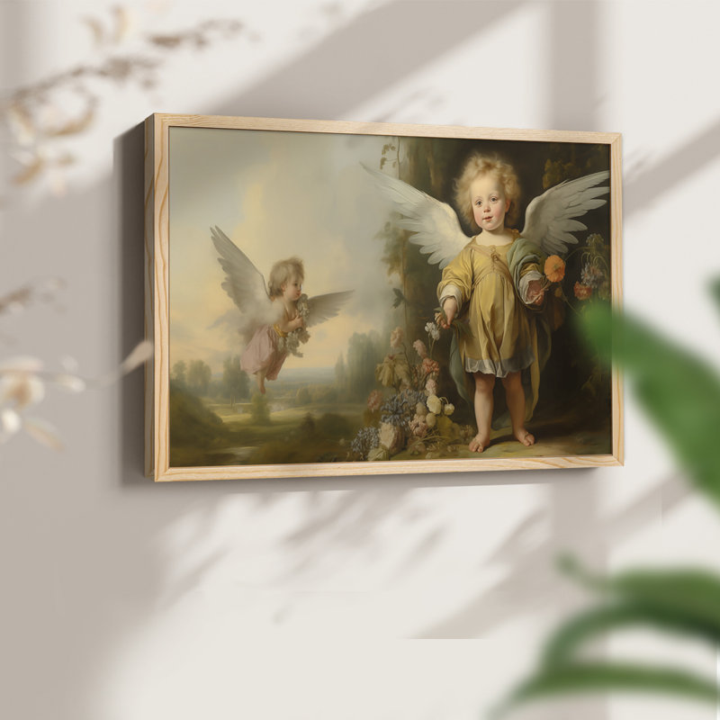 «Angels From Above» - Reproduction encadrée - Restickable, H 8 po x l 10 po, Encadré naturel