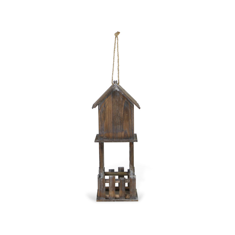 Rustic Brown Wooden Birdhouse with Bottom Planter