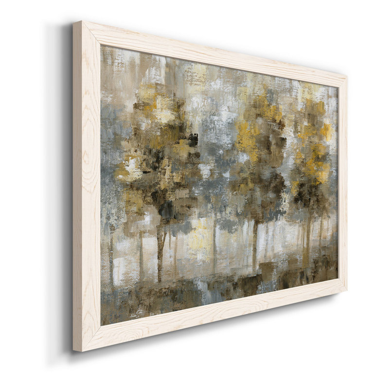 Linen Trees - Peinture sur toile encadrée, H 20 po x l 17 po x P 1,5 po, Toile avec cadre blanc