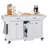 Kitchen Island With Rubber Wood Countertop, Kitchen Cart On 5 Wheels With Storage Cabinet-448747639