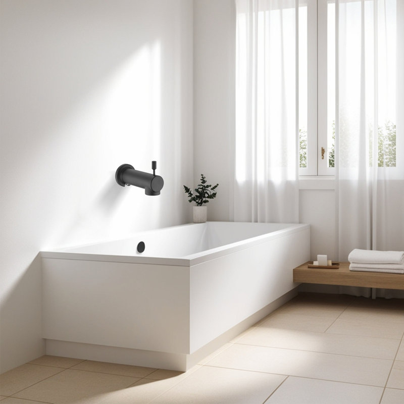 Wall Mounted Slip On Tub Spout With Diverter, Matte Black