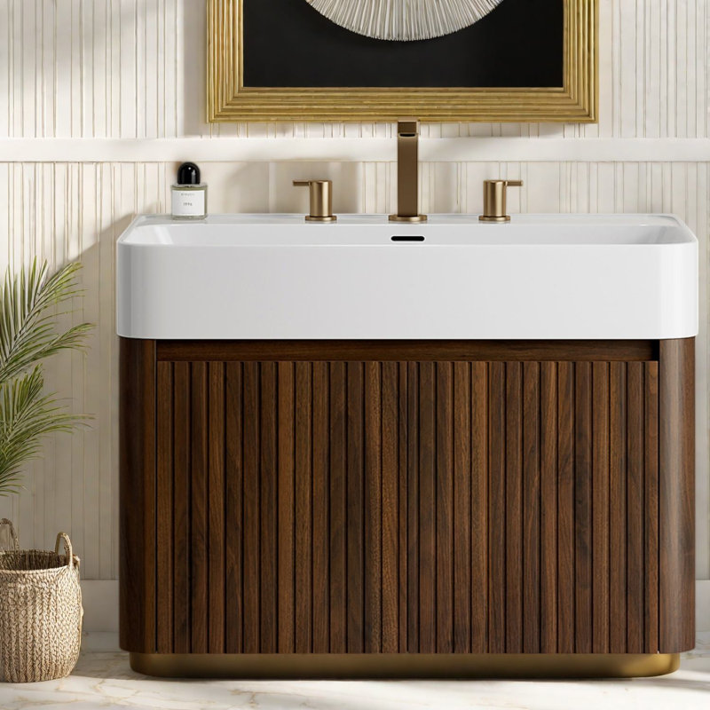 Meuble-lavabo flottant moderne en noyer 24 po Modern, 29.53