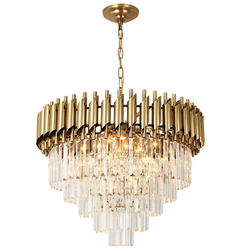 Anjelyn Round Chandelier, 40cm H x 60cm W x 60cm D, Brass, 8
