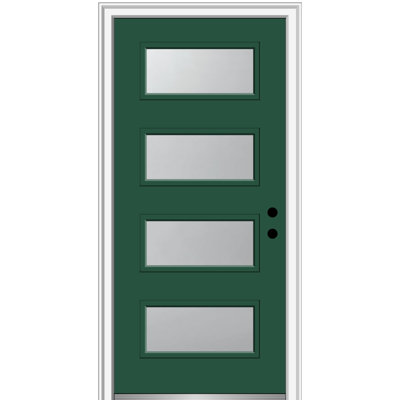 Porte d'entrée pré-suspendue en verre givré à 4 lumières avec 4 lumières