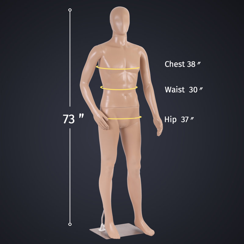 Adjustable 73 Inch Beige Male Mannequin with Metal Base