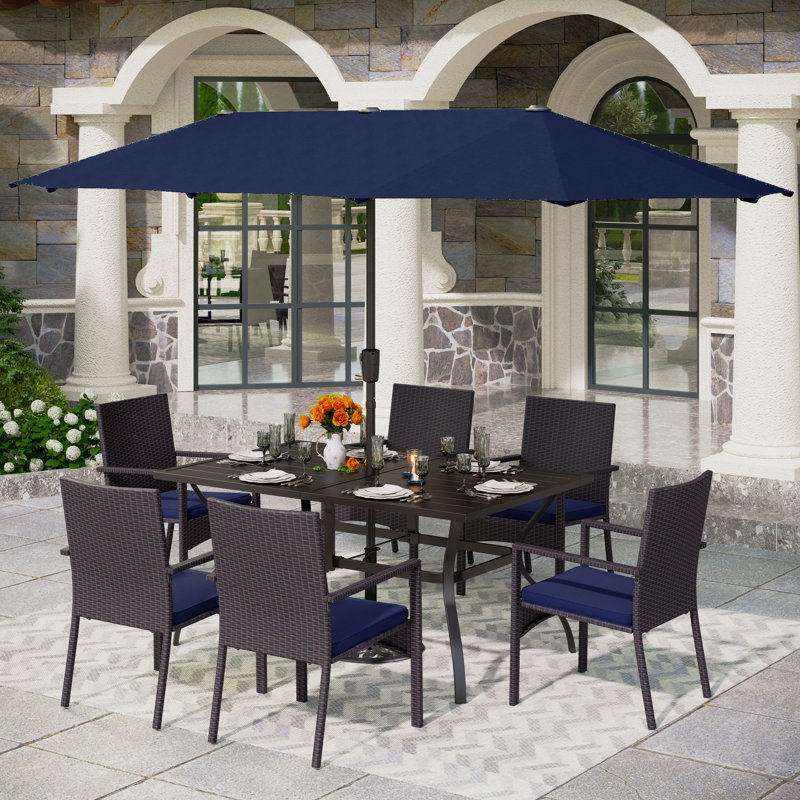 6-Person Patio Dining Set with Rectangular Table