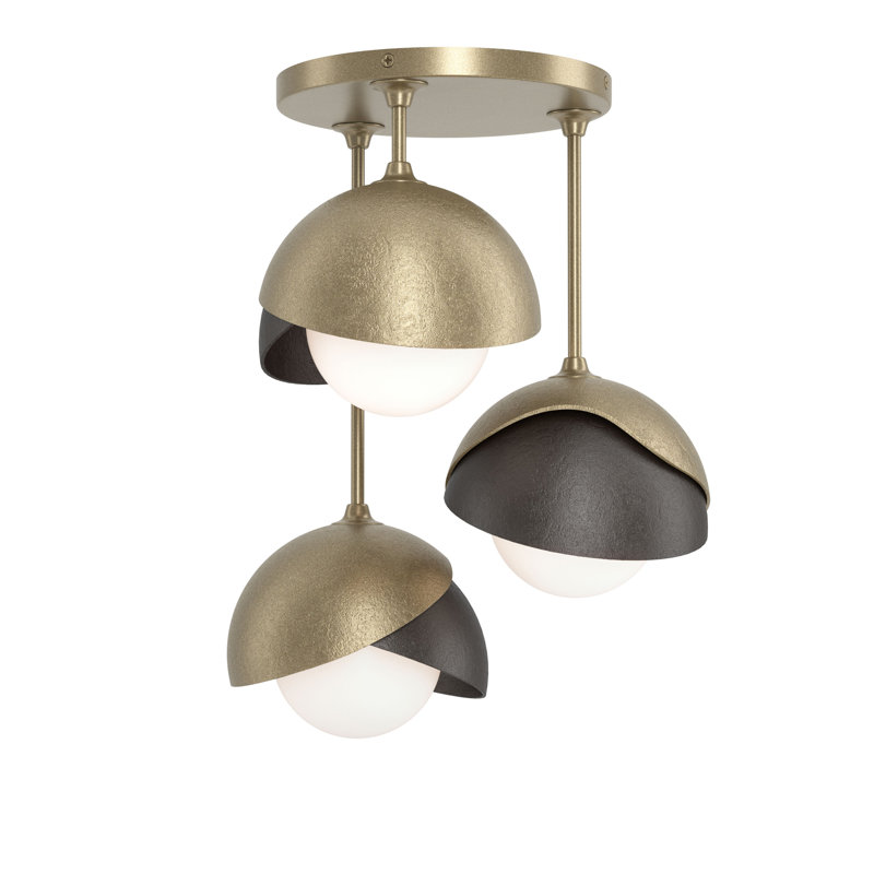 Brooklyn 3 - Light Double Shade Semi Flush Mount, Soft Gold, Oil Rubbed Bronze