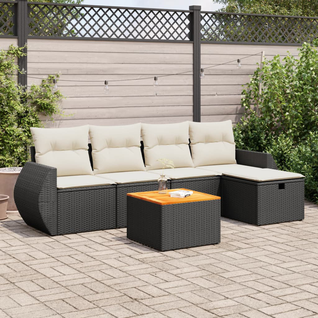 Vidaxl 6-Tlg. Garten-Sofagarnitur Mit Kissen Beige Poly Rattan