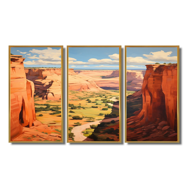 Arizona Archangel Mountain View - Canyon, ensemble de décorations murales, Cadre flottant doré, H 40 po x l 60 po x P 1 po