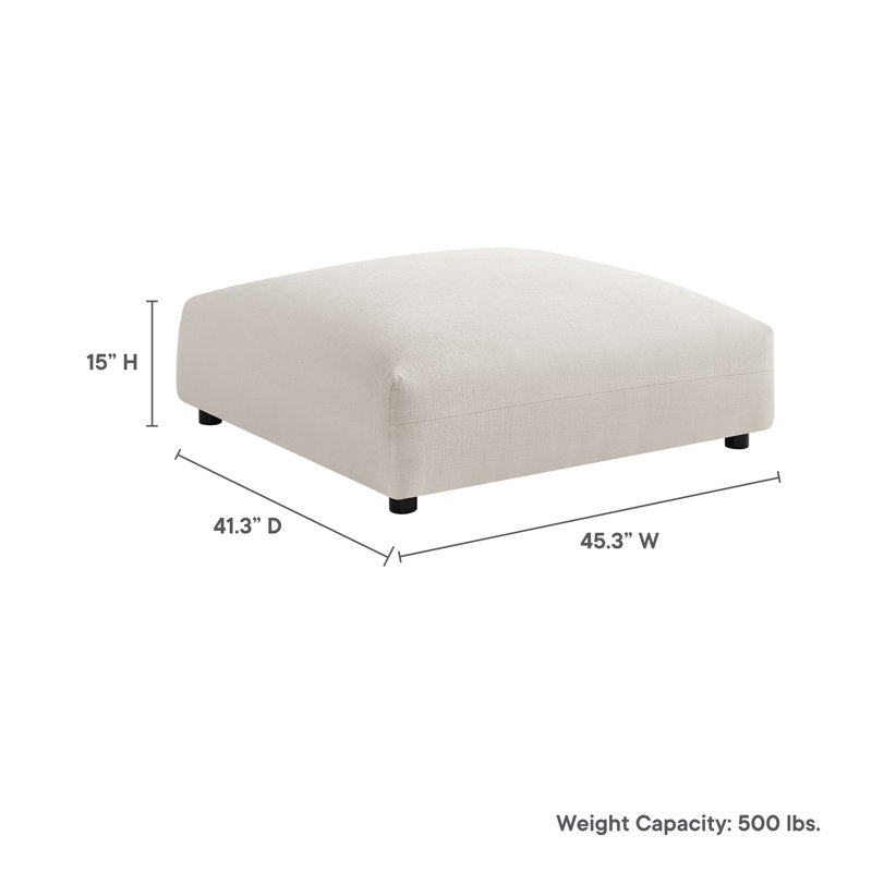 Solace Large Off-White Upholstered Fabric Modular Ottoman