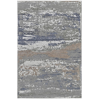 High-Quality Hand-Knotted Silver And Grey Area Rug