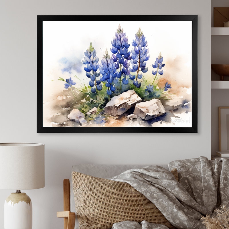 Lavande lys dans les Alpes sur toile, Cadre simple noir, H 12 po x l 20 po x P 1 po