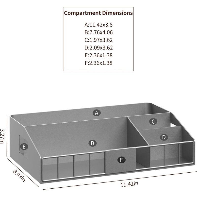 Organisateur de station de café avec 4 compartiments, panier de rangement pour porte-gobelets K pour dosettes de café, tasses, condiments, organisateur de comptoir robuste pour la cuisine, le bureau, le bar, les accessoires, le métal, argent