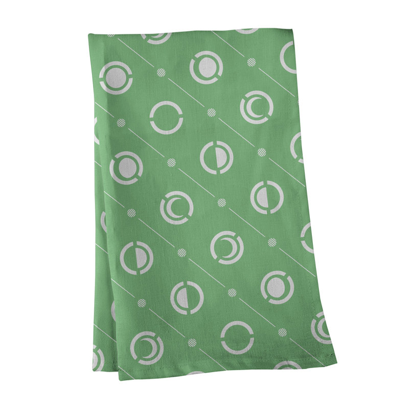 Torchon Moon phases, Vert/blanc, Croisé en coton