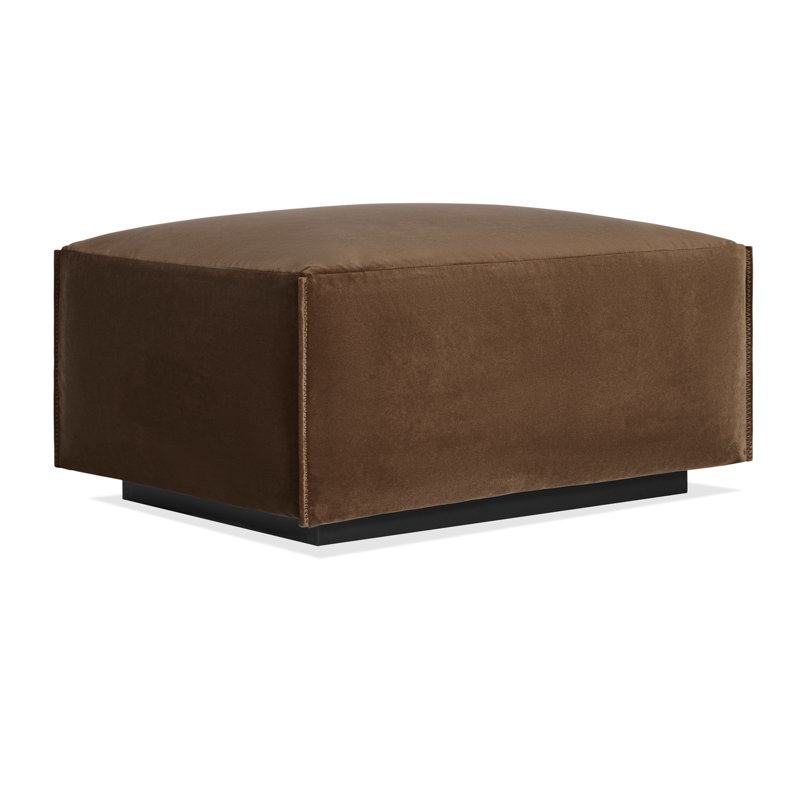 Cleon Ottoman, Coffee Velvet Polyester Blend