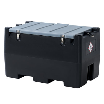 Portable Fuel Tank, 50 Gallon Capacity & 8 GPM Flow Rate, PE fuel transfer tank with 12V Electric Transfer Pump and 13.1ft Rubber Hose, Black
